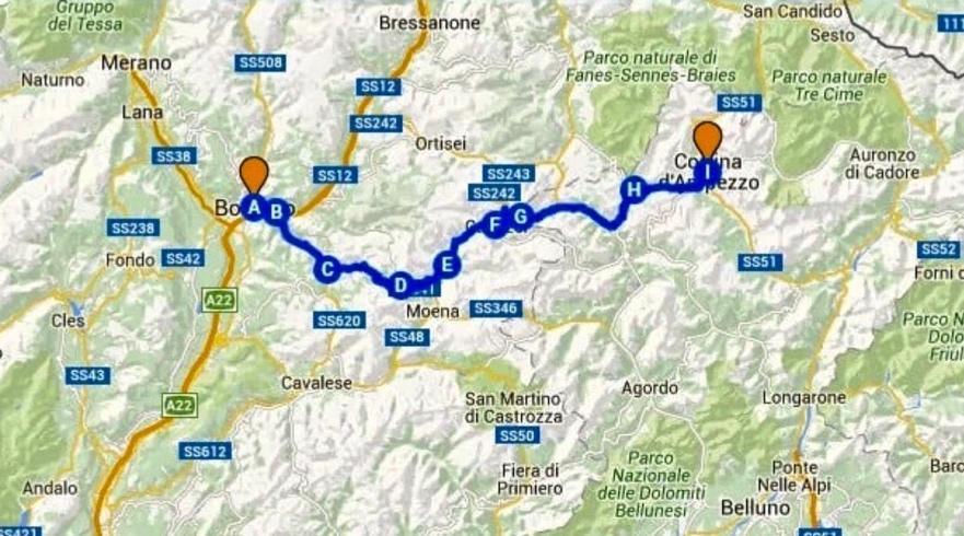 The Great Dolomite Road  Bolzano - Cortina
